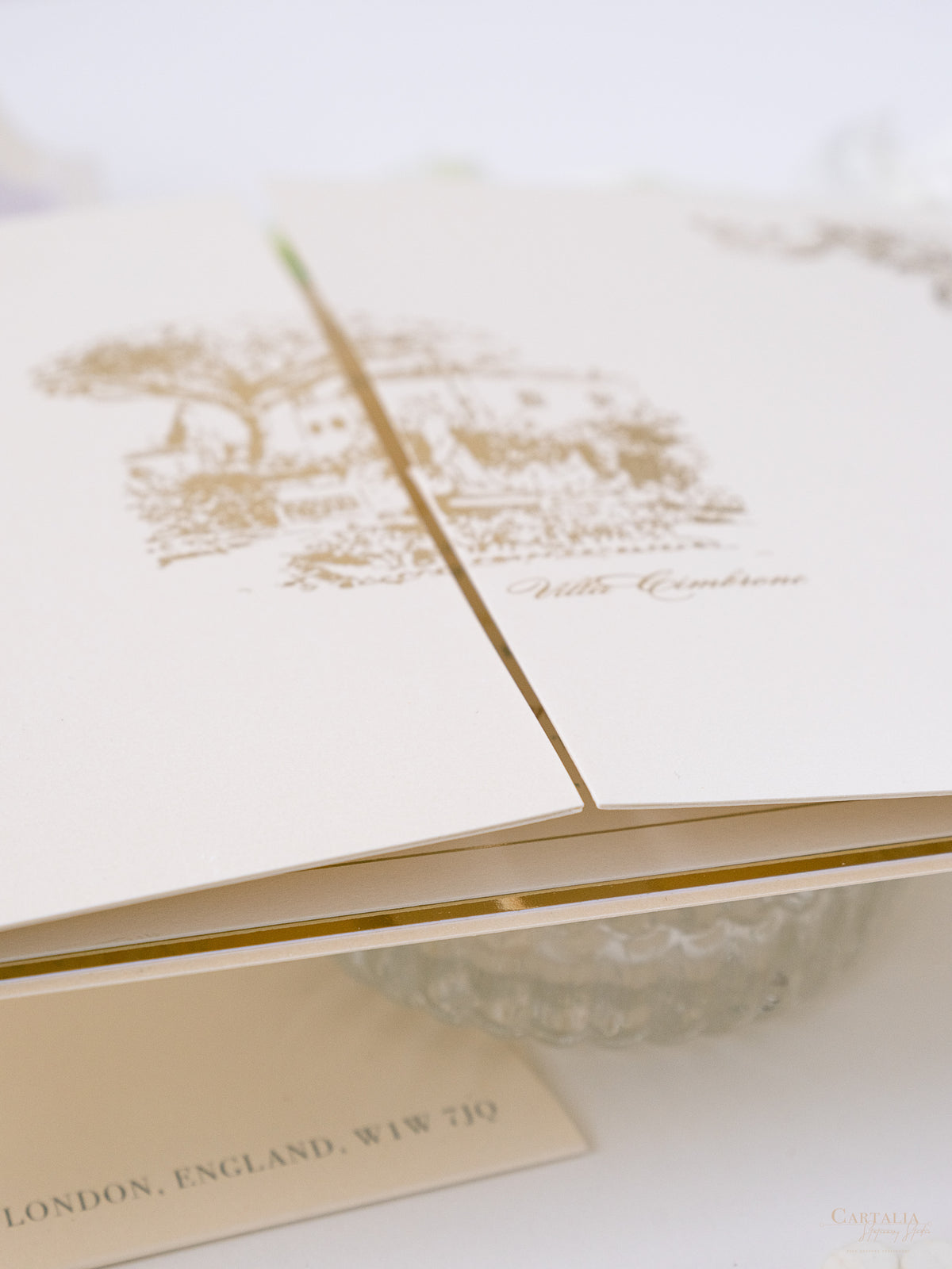 Invitation de poche de luxe avec feuille d'or | Villa Cimbrone | Commission sur mesure R&J