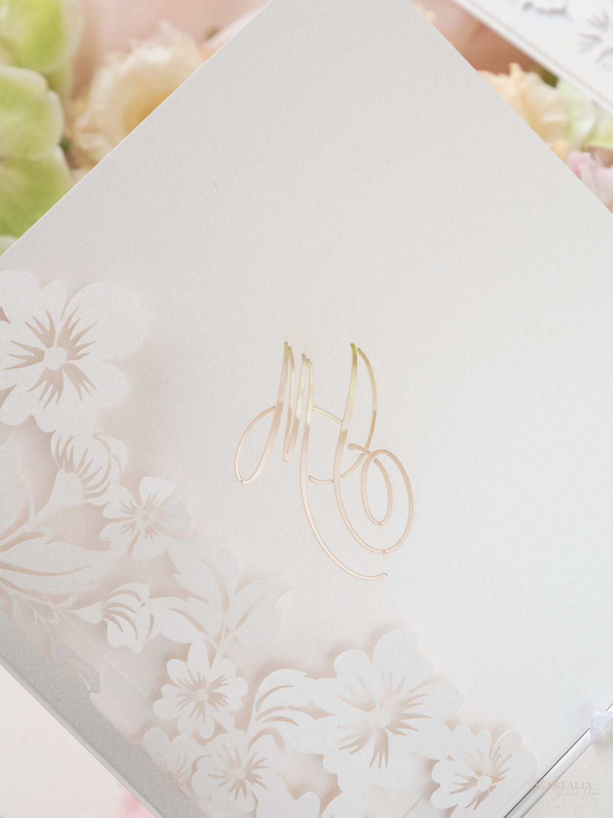 Bespoke Couture 3D Box Invitation With Laser Cut Gate | Venue of Villa Ephrussi | Bespoke Commission M&J