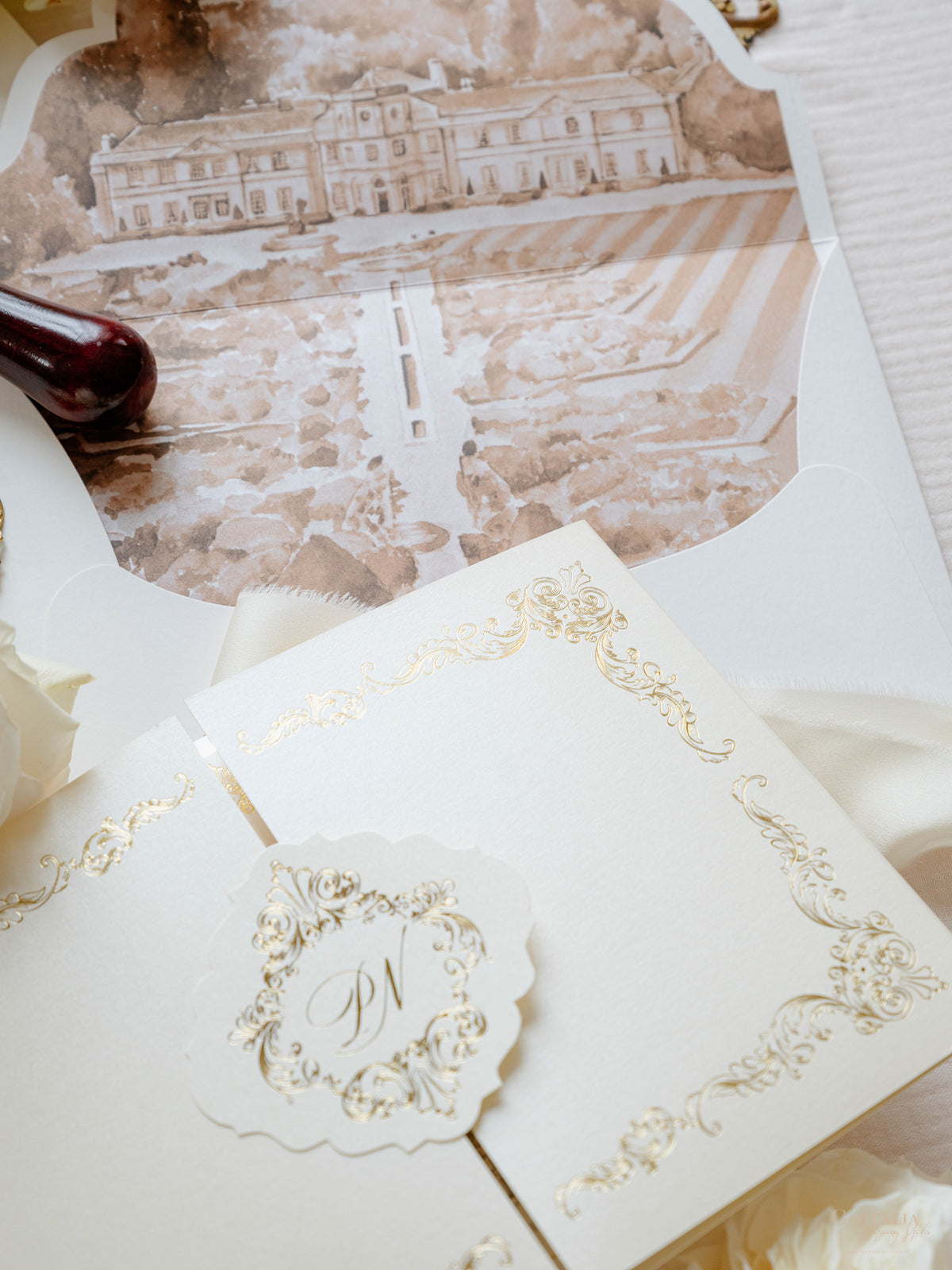 Invitación de lugar PERSONALIZADA Suite plegable de bolsillo de lujo Invitación de boda | MUESTRA