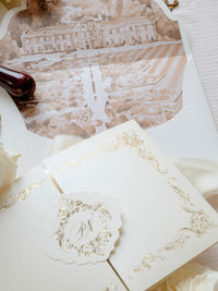 Invitación de lugar PERSONALIZADA Suite plegable de bolsillo de lujo Invitación de boda | MUESTRA