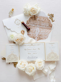 Invitación de lugar PERSONALIZADA Suite plegable de bolsillo de lujo Invitación de boda | MUESTRA