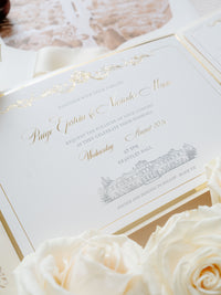 Invitación de lugar PERSONALIZADA Suite plegable de bolsillo de lujo Invitación de boda | MUESTRA
