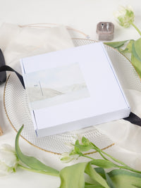 Invitation de poche en boîte en boîte 3D avec porte de coupe laser et étiquette en cuir végétalien | Villa Balbiano, lac Como | Sur mesure