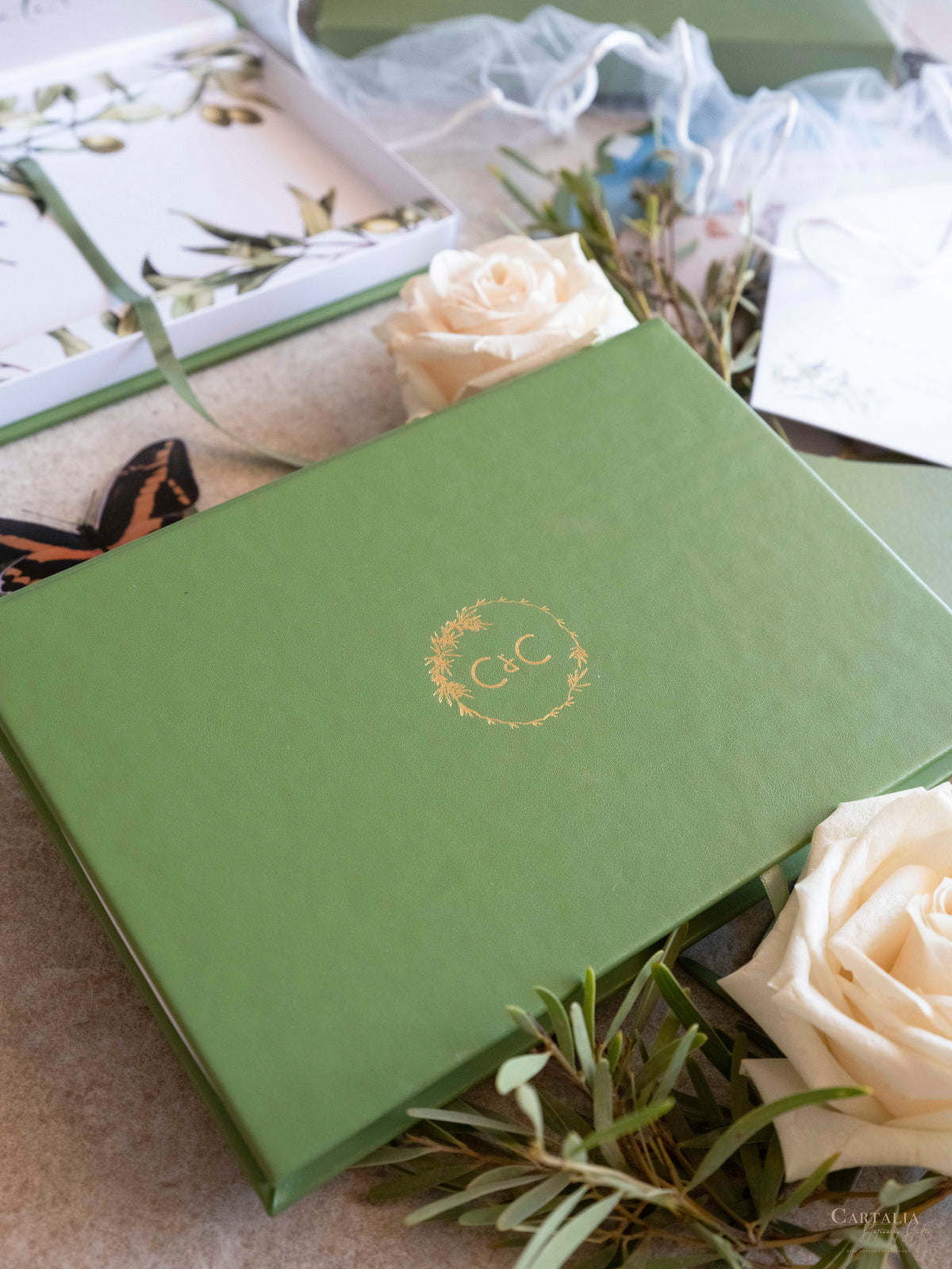 Luxury Wedding Box with Passport in Vegan Leather & Venue | Puglia, Italy| Bespoke C&C