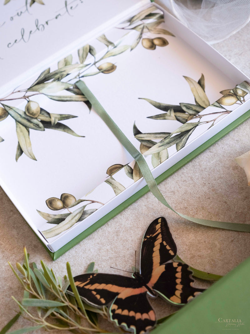 Luxury Wedding Box with Passport in Vegan Leather & Venue | Puglia, Italy| Bespoke C&C
