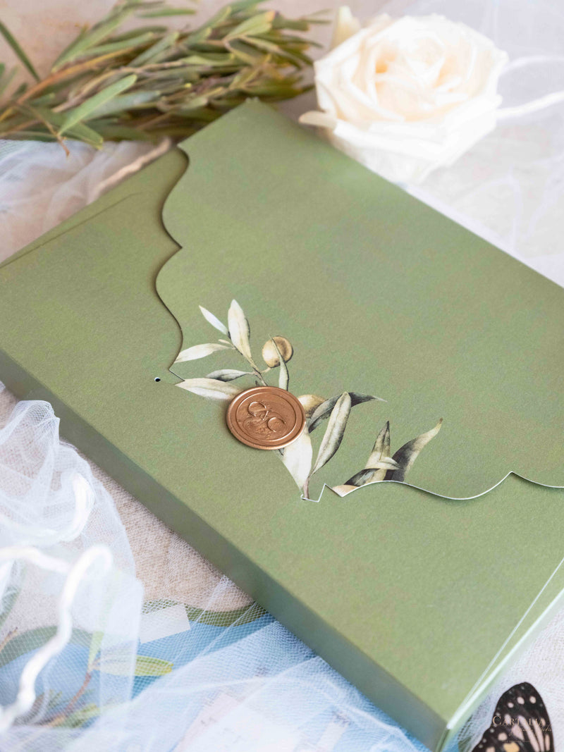 Luxury Wedding Box with Passport in Vegan Leather & Venue | Puglia, Italy| Bespoke C&C