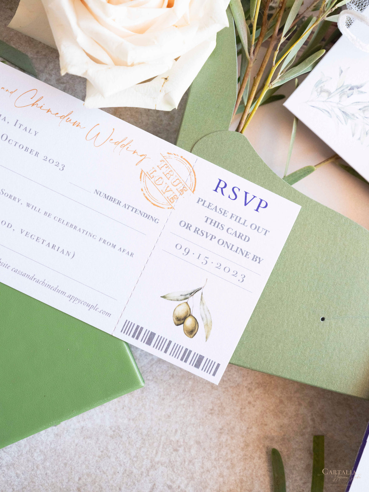 Luxury Wedding Box with Passport in Vegan Leather & Venue | Puglia, Italy| Bespoke C&C