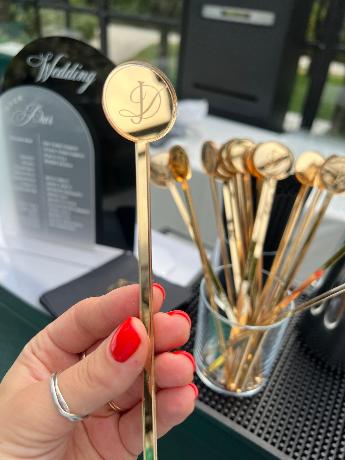 Custom Drink Stirrers for Wedding Cocktails, Monogram Drink Stirrers, | Lake Como Wedding Villa Balbiano