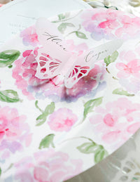 Butterflies & Flowers | an Oval Menu with Letterpress & Tassel