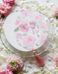 Butterflies & Flowers | an Oval Menu with Letterpress & Tassel