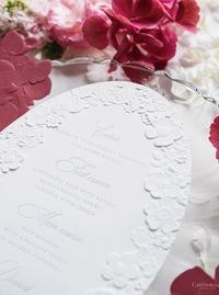 Oval 3D Sculpted Menu in Bordoux | Letterpress on 330gsm Premium Ivory Matt Cardstock (Copy)