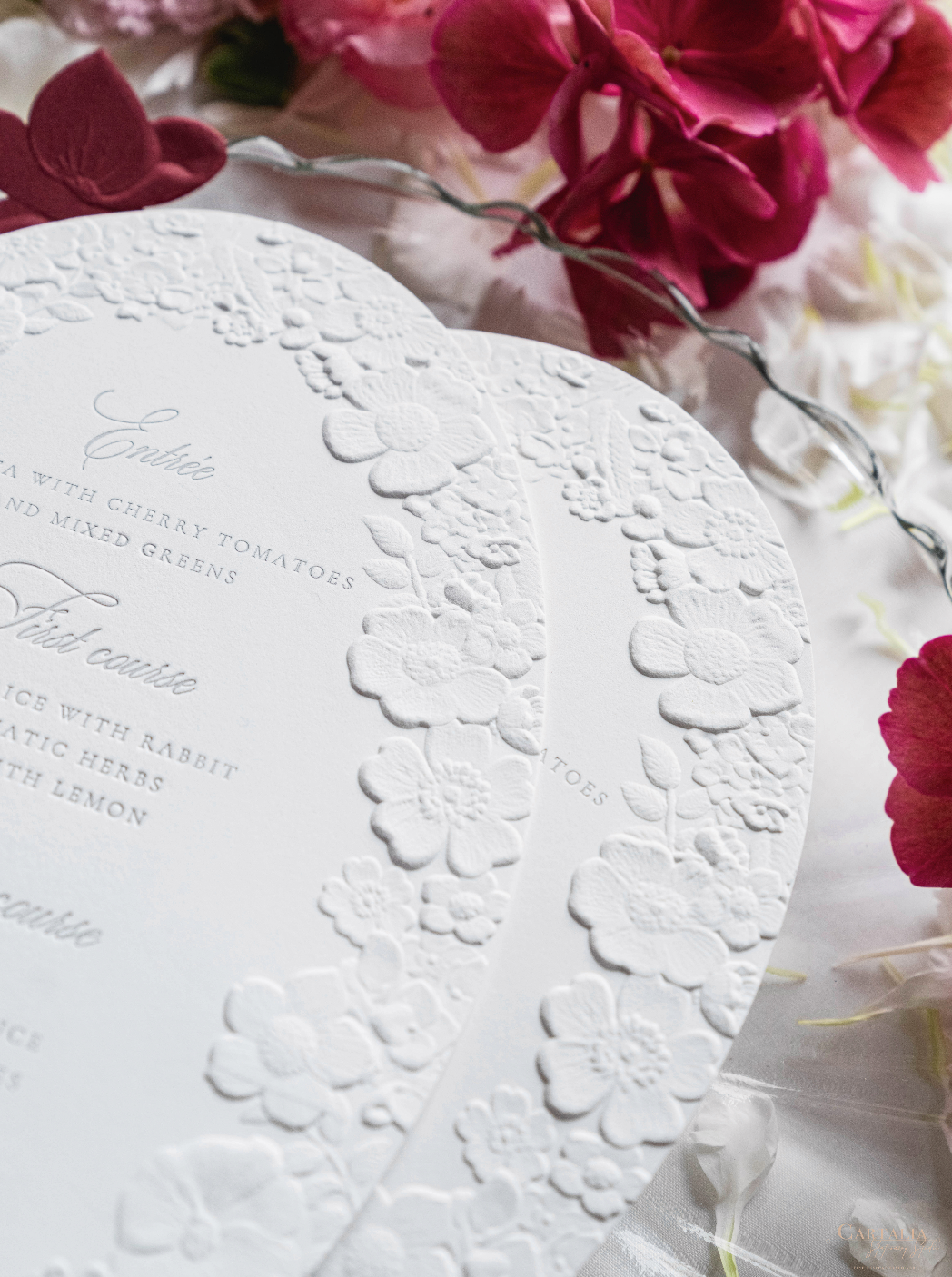 Oval 3D Sculpted Menu in Bordoux | Letterpress on 330gsm Premium Ivory Matt Cardstock (Copy)