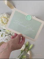 Sage Green & Champagne Thank You Cards with Bespoke Wax Seal