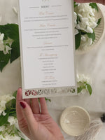 Menu piatto monogramma ornamentale tagliato al laser
