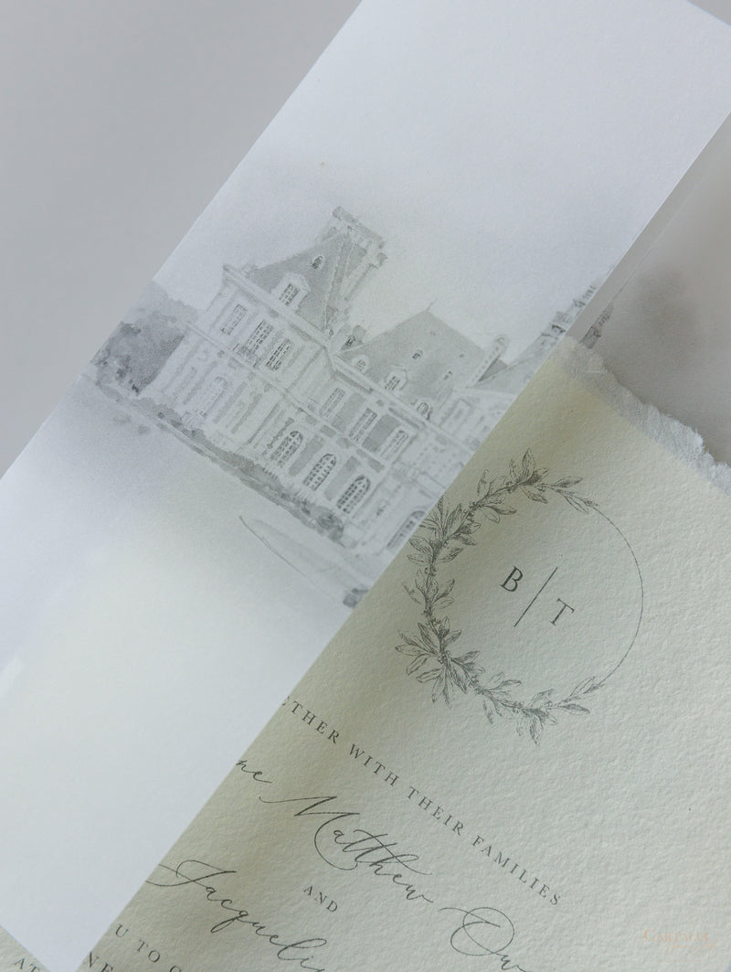 Inviti di nozze CHÂTEAU DE BARONVILLE | Commissione su misura per B&amp;T