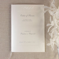 Luxury Embossed Metallic White Order of Service / Menu