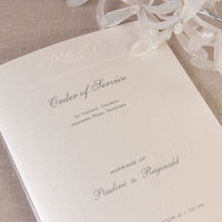 Luxury Embossed Metallic White Order of Service / Menu