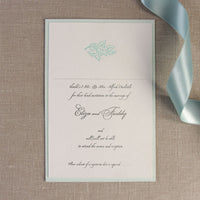 Carte de réponse de mariage classique en satin bleu, RSVP