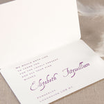 Purple Letterpress Folded Round Edge Thank you Card