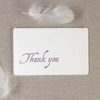 Purple Letterpress Folded Round Edge Thank you Card