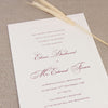 Elegante cornice ribassata tripla in rilievo con buste foderate e invito al giorno delle nozze con calligrafia classica
