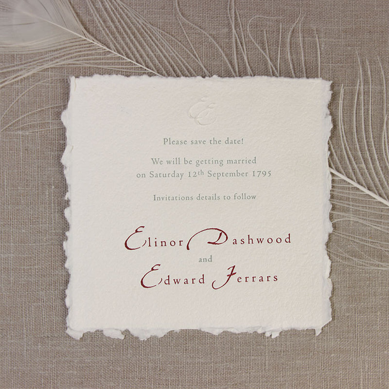 Royal Save the Date Bordo ondulato Vera carta italiana 100% cotone