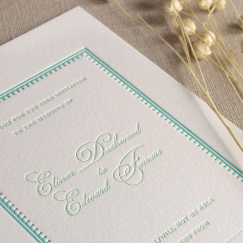 Biglietto di risposta per matrimonio tipografico color menta, RSVP