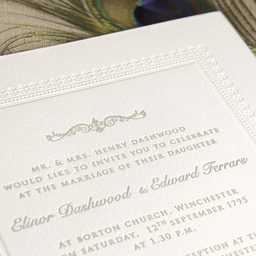Debossed 710gsm Luxury Letterpress Elegant Day Invitation