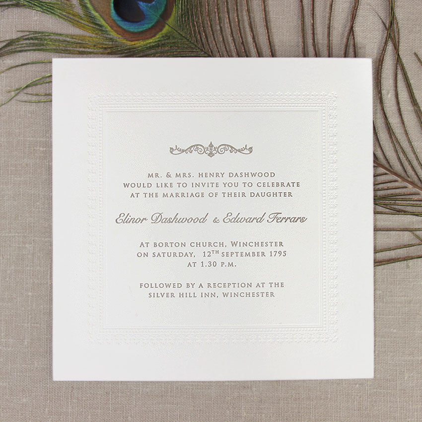 Debossed 710gsm Luxury Letterpress Elegant Day Invitation
