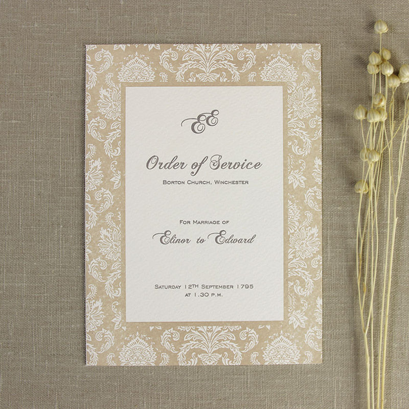Embossed Damasque Order of Service / Menu