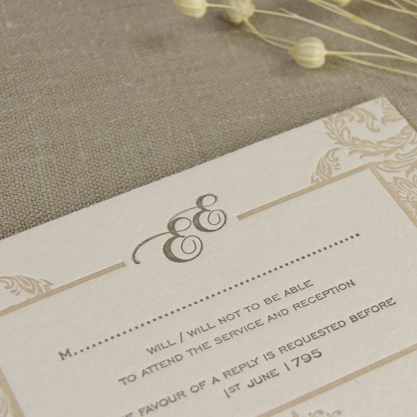 Embossed Damasque Reply, RSVP Card