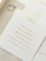 Luxury Classic Pocket fold with 4 inserts Wedding Invitation Suite with Gold Foil