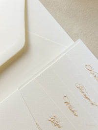 Luxury Classic Pocket fold with 4 inserts Wedding Invitation Suite with Gold Foil