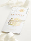 Invito a nozze con passaporto verde con lamina scintillante + RSVP in stile carta d'imbarco
