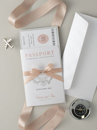 Invito a nozze passaporto di lusso con glitter e fiocco in vera lamina d'argento SilverGlitter