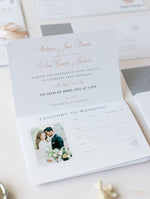 Luxury Glitter & Bow Passport Wedding Invitation in SilverGlitter Real Silver Foil