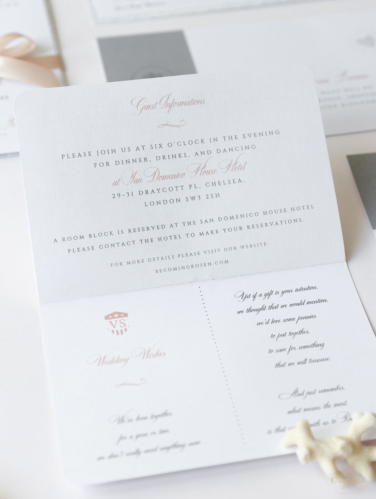 Luxury Glitter & Bow Passport Wedding Invitation in SilverGlitter Real Silver Foil