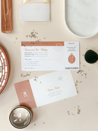 Rose Gold Luxury Passport Wedding Invitation with Real Foil Boarding Pass & Engraved Plane Invite suite