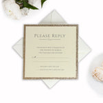 Beautiful Square Quad Fold Navy and Gold Glitter RSVP