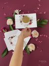 Cerchio rotondo rosso Boho Save the Date con magnete acrilico a specchio in plexi vera lamina