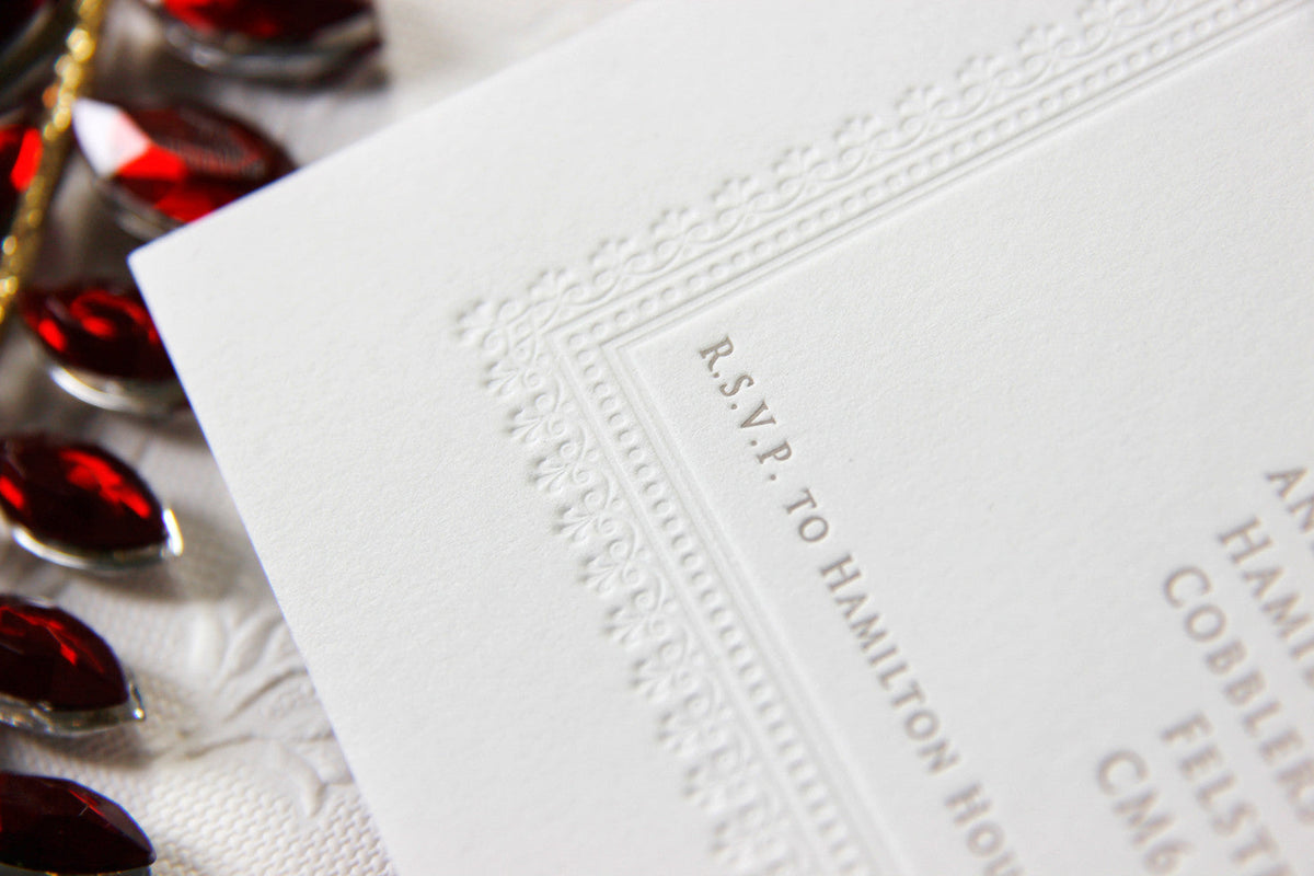 Debossed 710gsm Luxury Letterpress Elegant Day Invitation