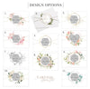 Biglietto salva-data in acrilico con specchio argentato con disegno floreale e vera lamina