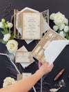Cancello dorato Hollywood Lasercut, invito a nozze Grande Gatsby con monogramma della fascia di pancia