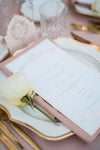 Luxury Plate Menu with Deckled Edge & Rose Gold Foil Monogram