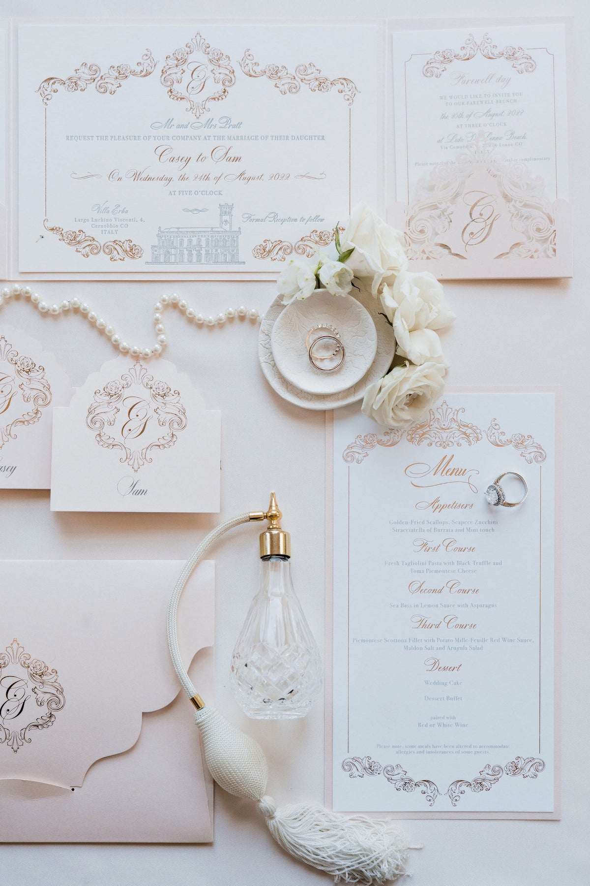 VILLA ERBA | Bespoke Luxury Venue Suite with Letterpress Trifold Lake Como, Italy Wedding