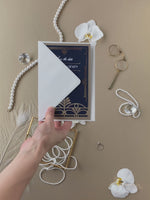 Taglio laser Art Deco dorato del Grande Gatsby Salva la data con busta