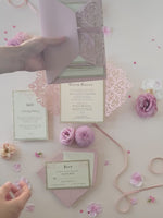 Copertina apribile con nastro glitterato rosa polvere Opulence
