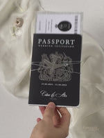 Suite per inviti di nozze con passaporto di lusso nero con glitter argento e vera lamina d'argento