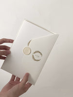 Triple Embossed Monogramed Gold Foil Pocket Wedding Invitation Suite with Wax Seal