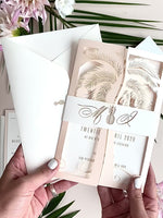 Palm Tree Leaves and Pineapple Laser Cut Tropical Destination Abroad Invitation